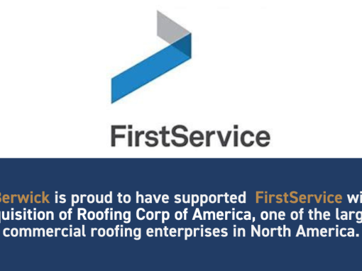 Leo Berwick supports FirstService with its acquisition of Roofing Corp of America